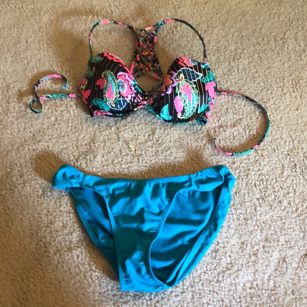 Black and blue bikini